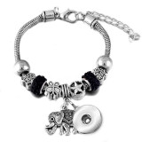 Diy tree of life glass bead bracelet crystal diamond beaded bracelet ladies snake chain bracelet fit snaps jewelry