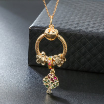 DIY stainless steel 45CM necklace personality tree green love dream catching net clasp necklace
