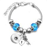 Diy tree of life glass bead bracelet crystal diamond beaded bracelet ladies snake chain bracelet fit snaps jewelry