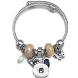Butterfly Elephant Beaded Stainless Steel Bracelet Tree of Life Pendant Crystal Various Dragonfly Love Metal Bracelet fit snaps jewelry