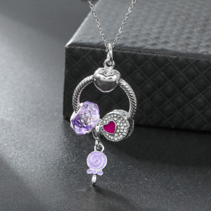 stainless steel 45CM necklace bow coffee cup pendant love clasp bone chain jewelry