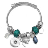 Butterfly Elephant Beaded Stainless Steel Bracelet Tree of Life Pendant Crystal Various Dragonfly Love Metal Bracelet fit snaps jewelry