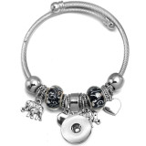 Butterfly Elephant Beaded Stainless Steel Bracelet Tree of Life Pendant Crystal Various Dragonfly Love Metal Bracelet fit snaps jewelry