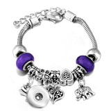 Diy tree of life glass bead bracelet crystal diamond beaded bracelet ladies snake chain bracelet fit snaps jewelry
