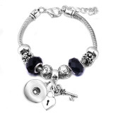 Diy tree of life glass bead bracelet crystal diamond beaded bracelet ladies snake chain bracelet fit snaps jewelry