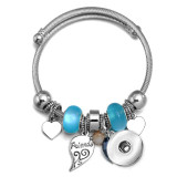 Butterfly Elephant Beaded Stainless Steel Bracelet Tree of Life Pendant Crystal Various Dragonfly Love Metal Bracelet fit snaps jewelry