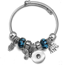 Butterfly Elephant Beaded Stainless Steel Bracelet Tree of Life Pendant Crystal Various Dragonfly Love Metal Bracelet fit snaps jewelry