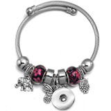 Butterfly Elephant Beaded Stainless Steel Bracelet Tree of Life Pendant Crystal Various Dragonfly Love Metal Bracelet fit snaps jewelry