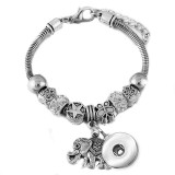 Diy tree of life glass bead bracelet crystal diamond beaded bracelet ladies snake chain bracelet fit snaps jewelry