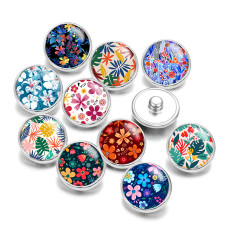 20MM Flower Print glass snaps buttons  DIY jewelry