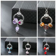 stainless steel 45CM necklace bow coffee cup pendant love clasp bone chain jewelry