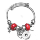Butterfly Elephant Beaded Stainless Steel Bracelet Tree of Life Pendant Crystal Various Dragonfly Love Metal Bracelet fit snaps jewelry