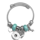Butterfly Elephant Beaded Stainless Steel Bracelet Tree of Life Pendant Crystal Various Dragonfly Love Metal Bracelet fit snaps jewelry