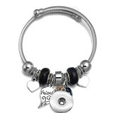 Butterfly Elephant Beaded Stainless Steel Bracelet Tree of Life Pendant Crystal Various Dragonfly Love Metal Bracelet fit snaps jewelry