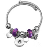 Butterfly Elephant Beaded Stainless Steel Bracelet Tree of Life Pendant Crystal Various Dragonfly Love Metal Bracelet fit snaps jewelry