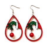 Christmas earrings Christmas tree splicing Green holiday funny wooden earrings