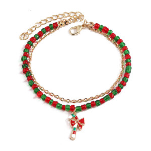 Christmas party colored beads bracelet small design Santa Claus tree pendant bracelet