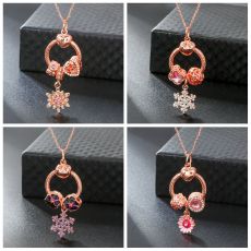 stainless steel 45CM necklace simple snowflake daisy flower pendant love clasp bone chain