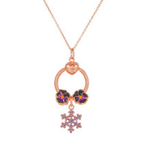 stainless steel 45CM necklace simple snowflake daisy flower pendant love clasp bone chain