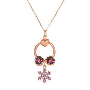 stainless steel 45CM necklace simple snowflake daisy flower pendant love clasp bone chain