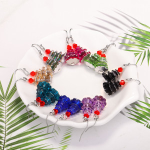 Christmas tree earrings Multilayer electroplated crystal pendant earrings Female earrings