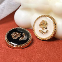 23MM Gold gutta percha rose metal button small fragrant button