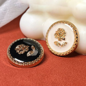 23MM Gold gutta percha rose metal button small fragrant button