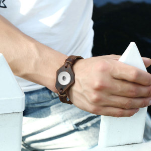 Punk woven bracelet Men's cowhide suitable for 18MM jewelry snap bracelet