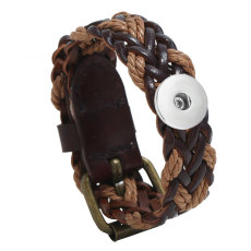 Punk men's woven leather bracelet suitable for 18MM jewelry snap bracelet
