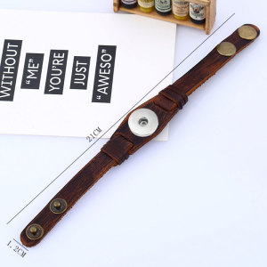 Punk Genuine Leather woven bracelet Men's cowhide suitable for 18MM jewelry snap bracelet