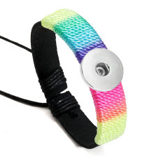 Rainbow Bracelet Weaving Couple Student Leather Bracelet Suitable for 18MM Jewelry Snap Bracelet