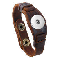 Punk Genuine Leather woven bracelet Men's cowhide suitable for 18MM jewelry snap bracelet