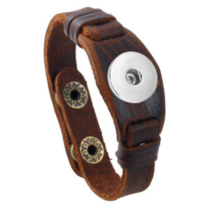 Punk Genuine Leather woven bracelet Men's cowhide suitable for 18MM jewelry snap bracelet