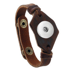 Punk woven bracelet Men's cowhide suitable for 18MM jewelry snap bracelet