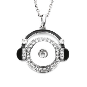 The headset  Metal Flower Pendant 60CM Necklace for 20mm Thick Snap Jewelry