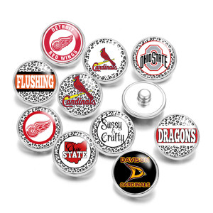 20MM Sports Print glass snaps buttons  DIY jewelry