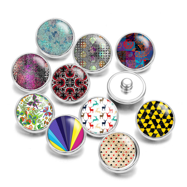 20MM  Colorful pattern  pattern Print glass snaps buttons