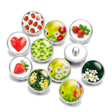 20MM strawberry  Print glass snaps buttons