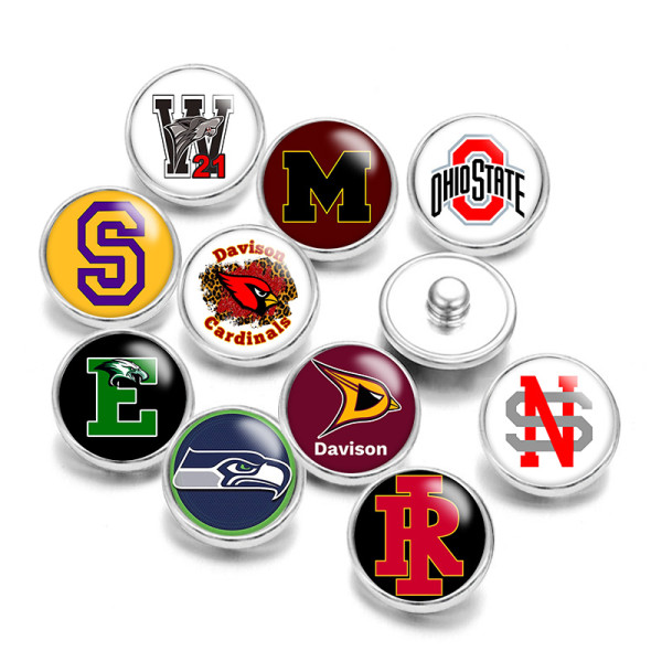 20MM Sports Print glass snaps buttons  DIY jewelry