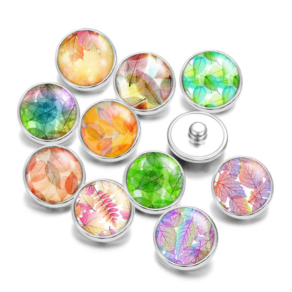 20MM Transparent leaf  Print glass snaps buttons