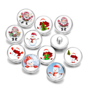 20MM Santa Claus  Print glass snaps buttons  DIY jewelry