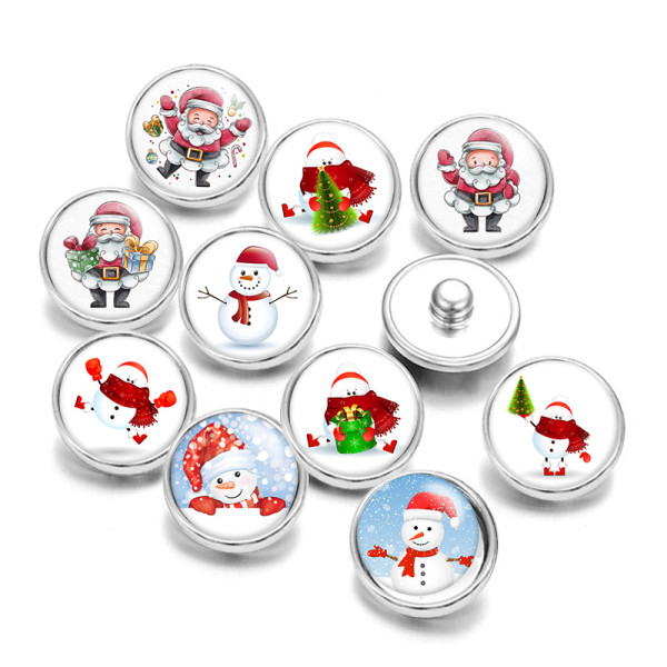 20MM Santa Claus  Print glass snaps buttons  DIY jewelry