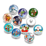 20MM Christmas  Snowman  Print glass snaps buttons  DIY jewelry