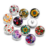20MM  Flower Pattern Print glass snaps buttons  DIY jewelry
