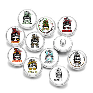 20MM Sport Girl Print glass snaps buttons  DIY jewelry