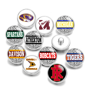 20MM  team sport  Print glass snaps buttons  DIY jewelry