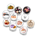 20MM Thanksgiving Pumpkin Print glass snaps buttons  DIY jewelry