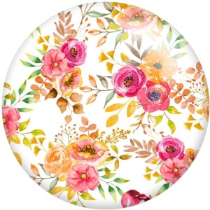 20MM Colorful Flower Pattern Print glass snaps buttons  DIY jewelry