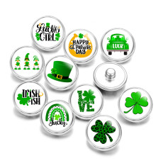 20MM Lucky clover Print glass snaps buttons  DIY jewelry
