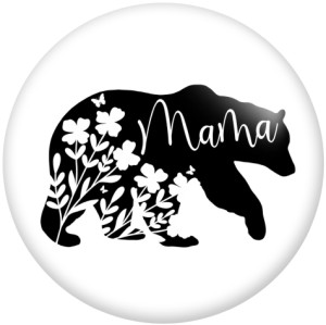 20MM Bear Beat Mom Ever Words  Print glass snaps buttons  DIY jewelry